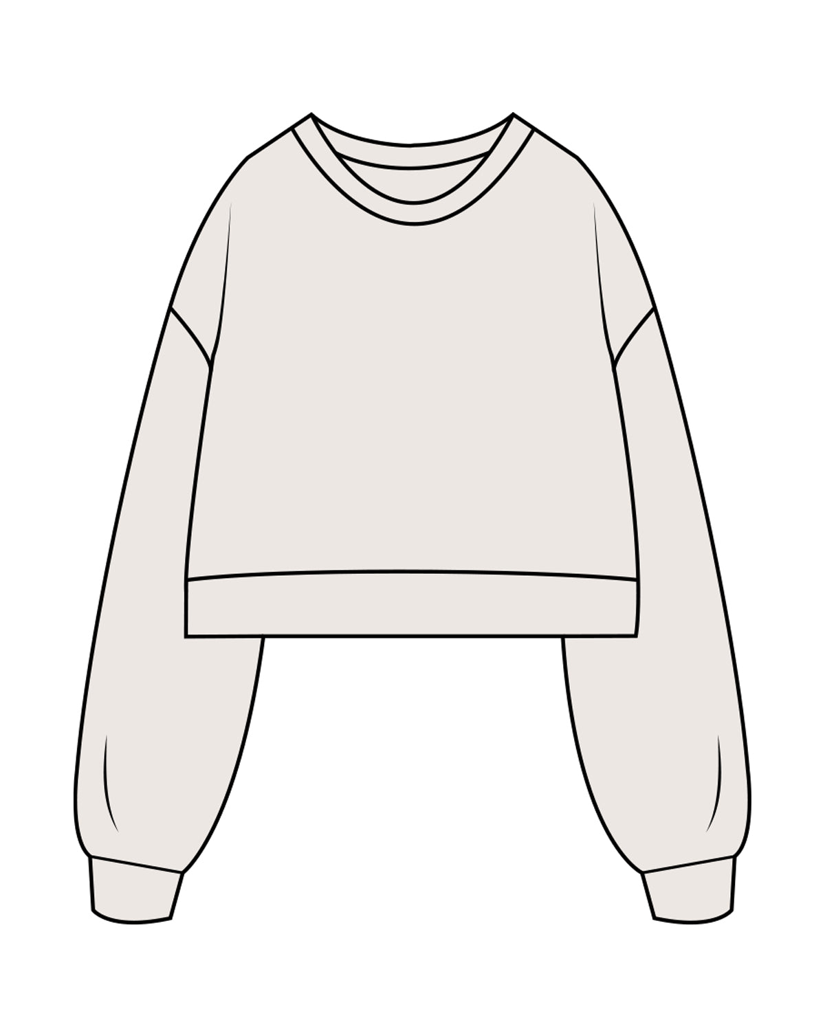 The Womens Crop Crewneck - Bone - Be The Studio - Center Back Round - Embroidered - Tone on Tone
