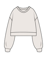 The Womens Crop Crewneck - Bone - Be The Studio - Center Back Round - Embroidered - Tone on Tone