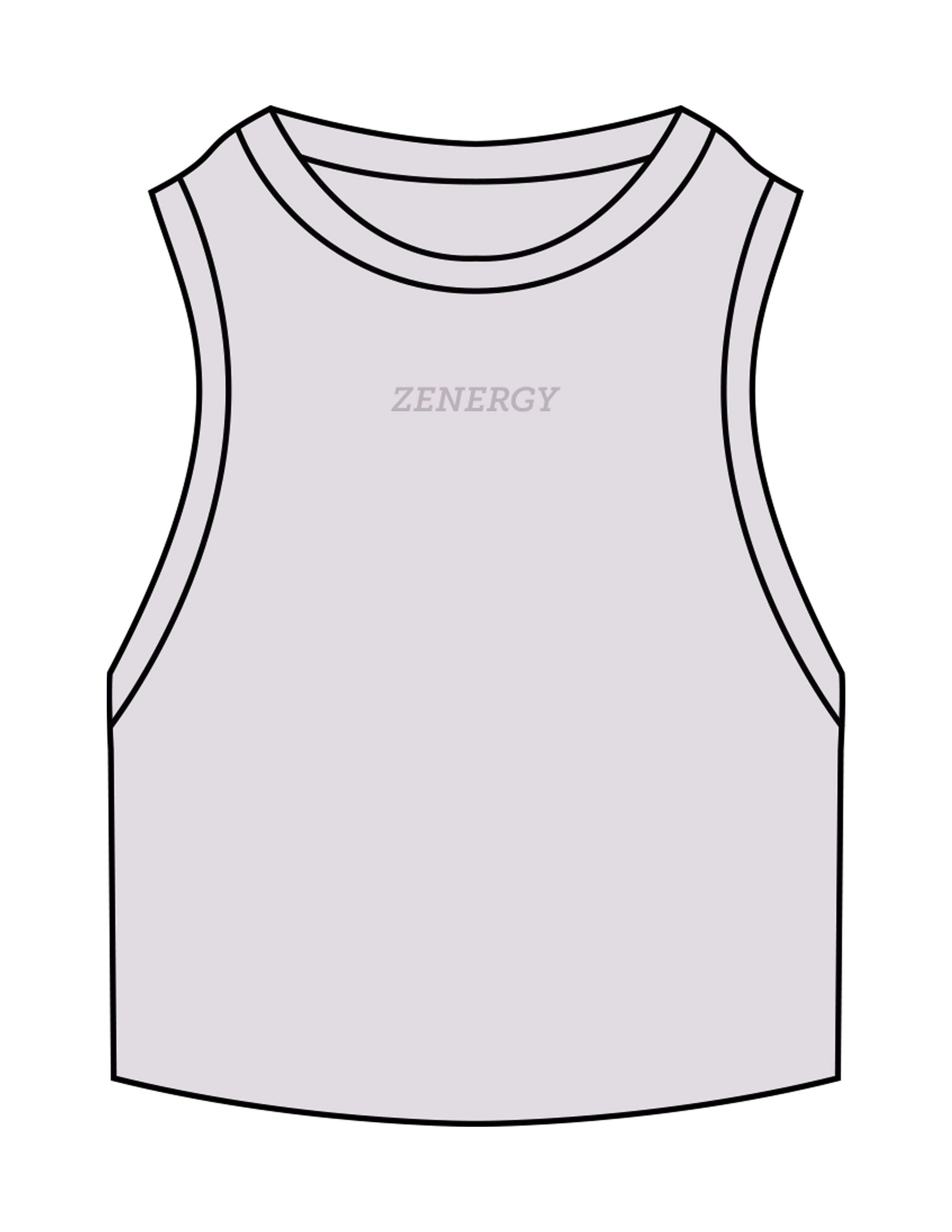 The Ribbed Crop Tank - Orchid - ZENERGY CYCLING - Center Chest - EMB - Tone on Tone