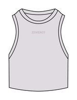 The Ribbed Crop Tank - Orchid - ZENERGY CYCLING - Center Chest - EMB - Tone on Tone