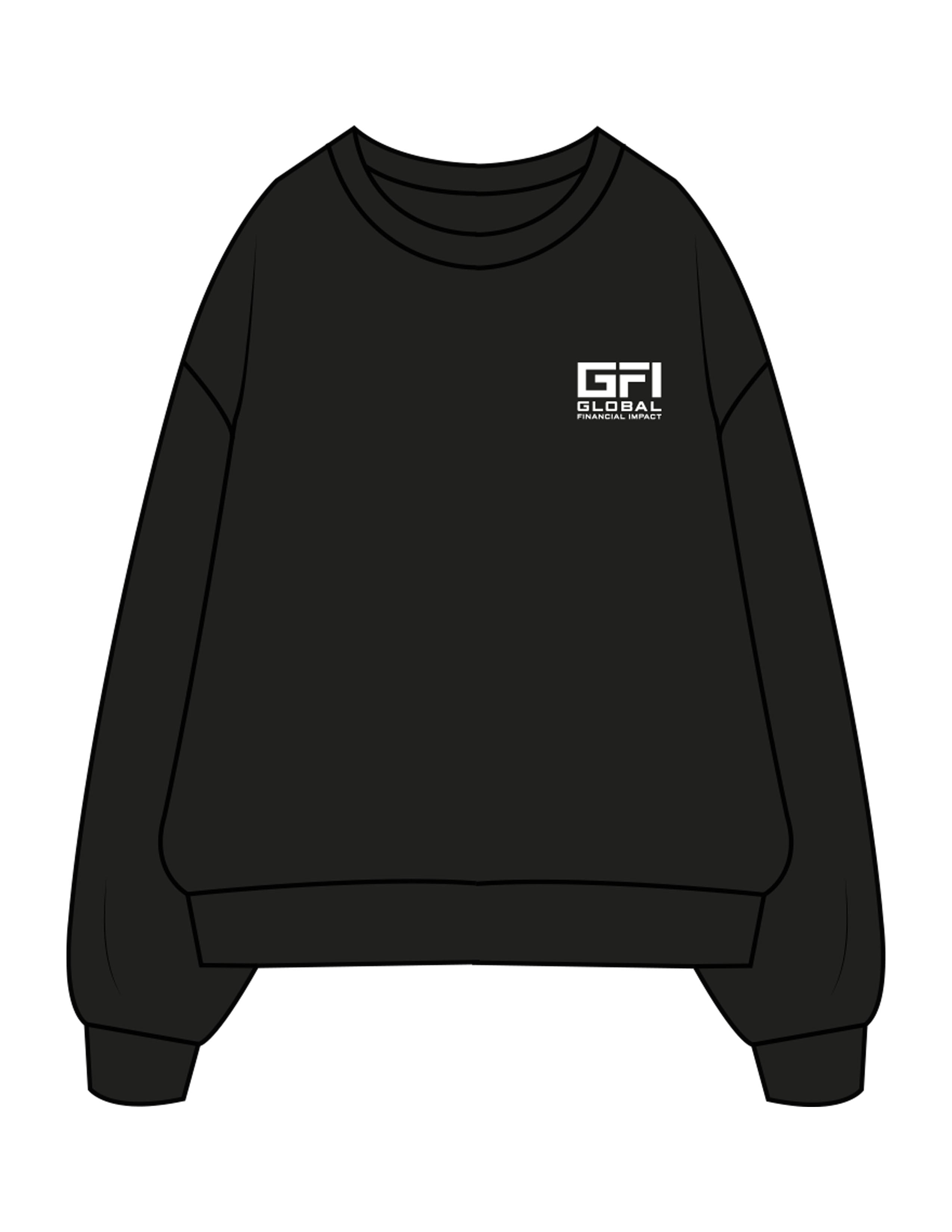 The Mens Crewneck - Black - GPT - Left Chest & Back Stacked "UNLOCK" - Printed - White