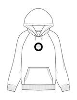 The Mens Classic Hoodie - White - HiLo - Center Chest Round & Back Vertical - Printed - Black