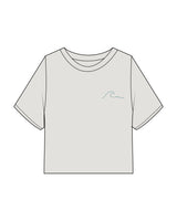 The Heavyweight Crop Tee - Washed Bone - Surf Salutations - Left Chest & Back Stacked - Printed - Teal