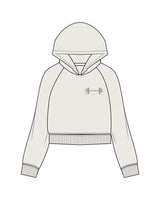 The Womens Crop Hoodie - Bone - Impower - Left Chest Staked & Back Right Bottom Stacked - Tone on Tone