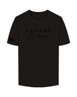 The Mens Tee - Charcoal - Sahara Brokerage - Center Chest Stacked & Right Sleeve Stacked - Embroidered - Black