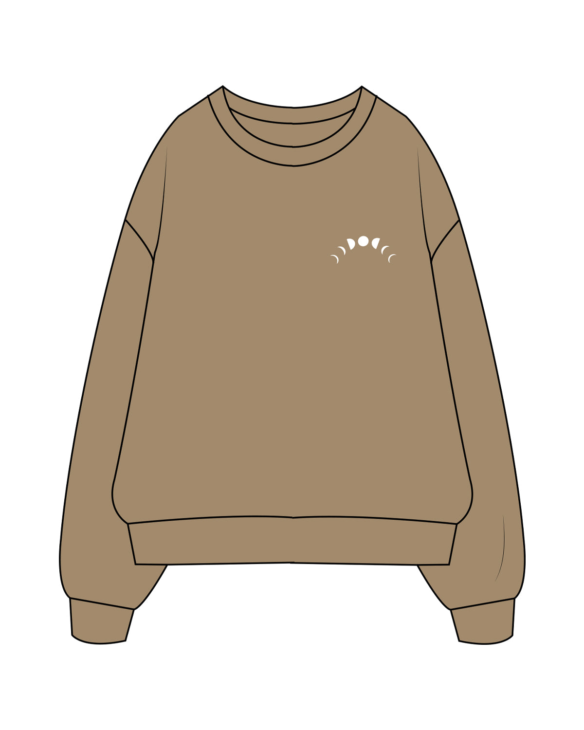 The Womens Crewneck - Sand - Symmetry Yoga - Left Chest & Back Center Stacked - White