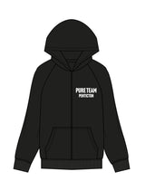 The Womens Zip Hoodie - Black - Pure Movement - Left Chest & Back Center Stacked - White