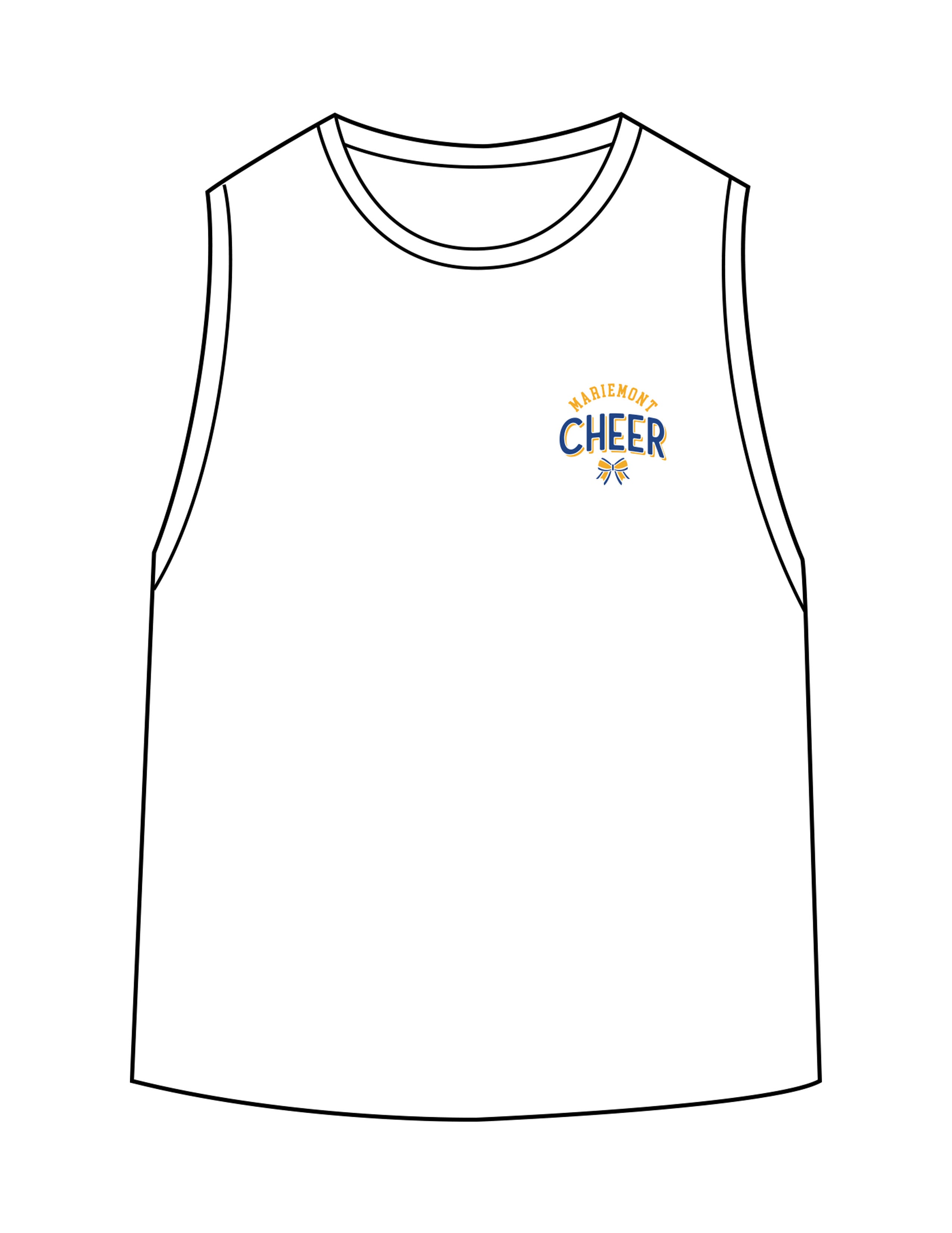 The Womens Classic Crop Tank - White - Mariemont Cheer - Left Chest Stacked - Printed - Full Color