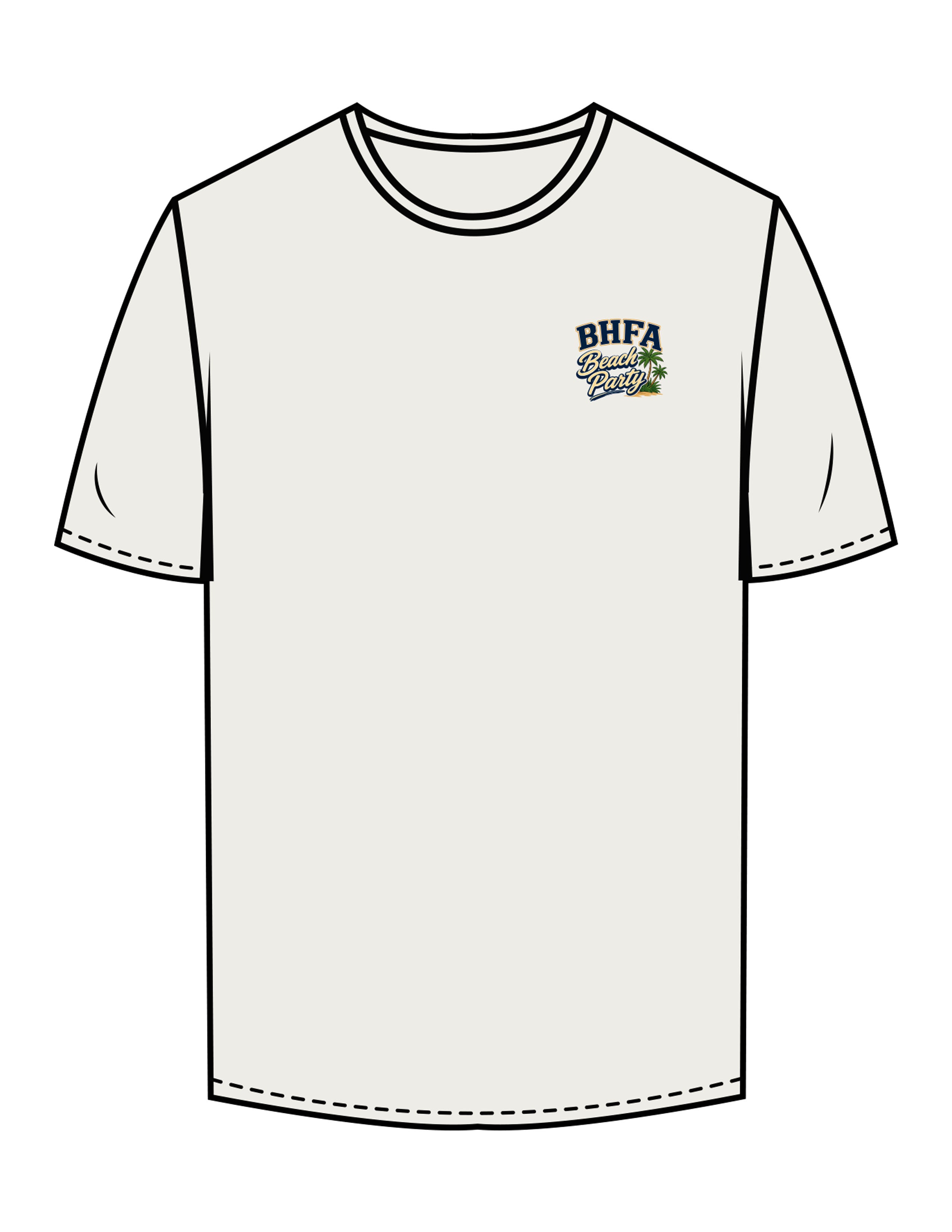 The Mens Tee - Off White - Beach Party 2026 - Left Chest & Back Image - Printed - Full Color
