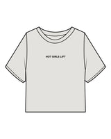 The Heavyweight Crop Tee - Washed Bone - Fit House - Center Chest & Back Neckline - Printed - Black