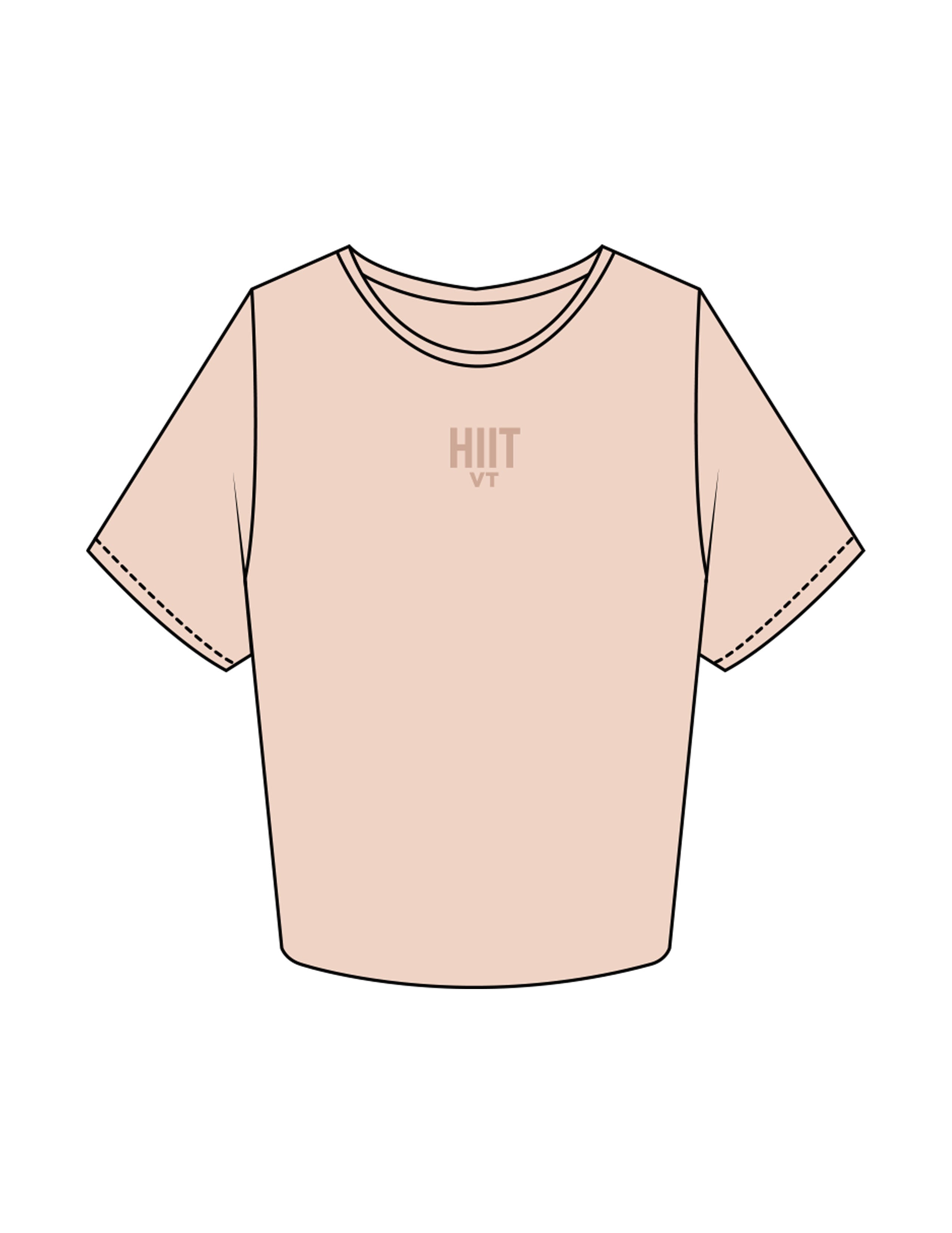 The Crop Tee - Pale Pink - HIIT Performance - Left Chest Stacked & Back Neckline - Printed - White