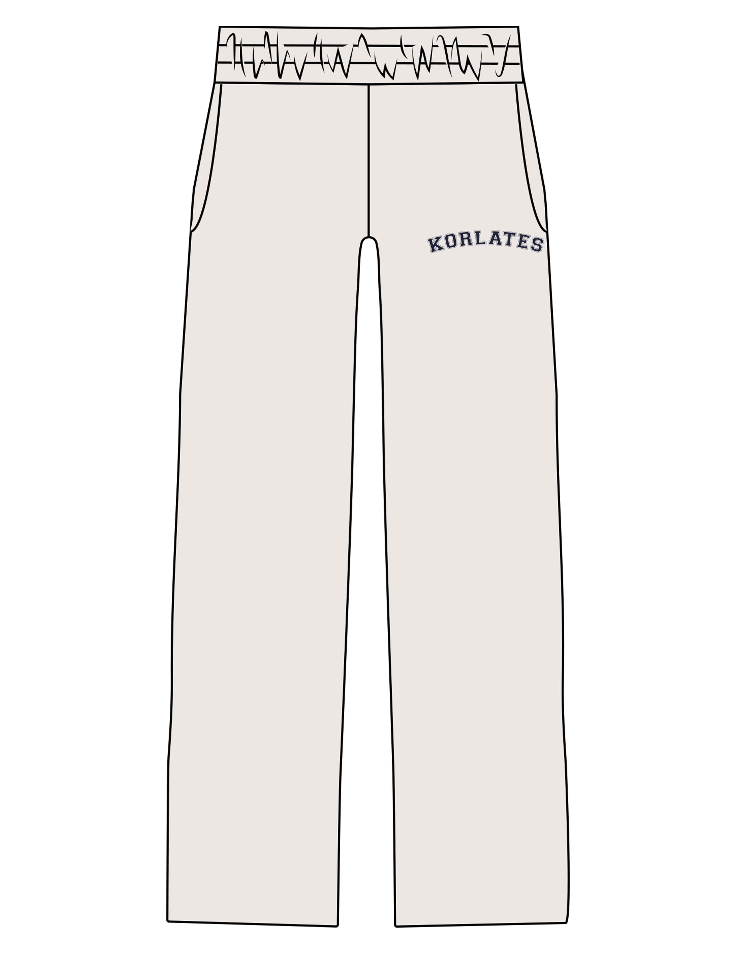 The Mens Straight Leg Sweatpants - Bone - KORLATES FITNESS - Left Leg "KORLATES" - Printed - Full Color