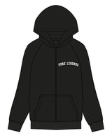 The Mens Zip Hoodie - Black - Pure Movement - Left Chest & Back Center Stacked - White