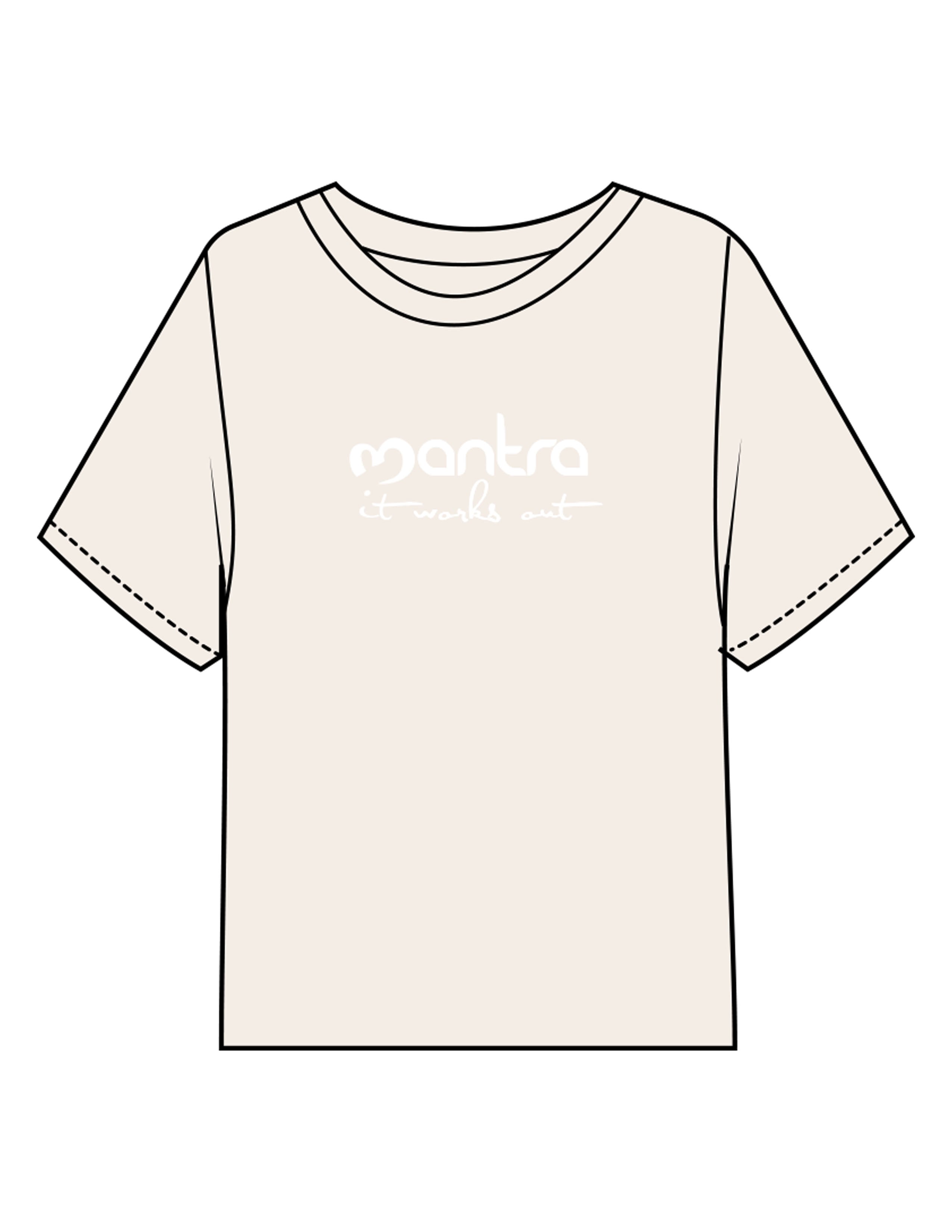 The Midweight Crop Tee - Ivory - Mantra - Center Chest & Back Neckline - Printed - White