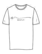 The Womens Tee - White - Neatly - Center Chest & Back Center Stacked "ASK" - Black