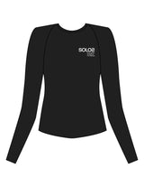 The Womens Sporty Long Sleeve - Black - Solos Pilates - Left Chest Stacked & Center Back "COACH" - Printed - White