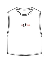 The Crop Muscle Tank - White - Tremble - Center Chest "100 B Tribe" - Printed - Full Color