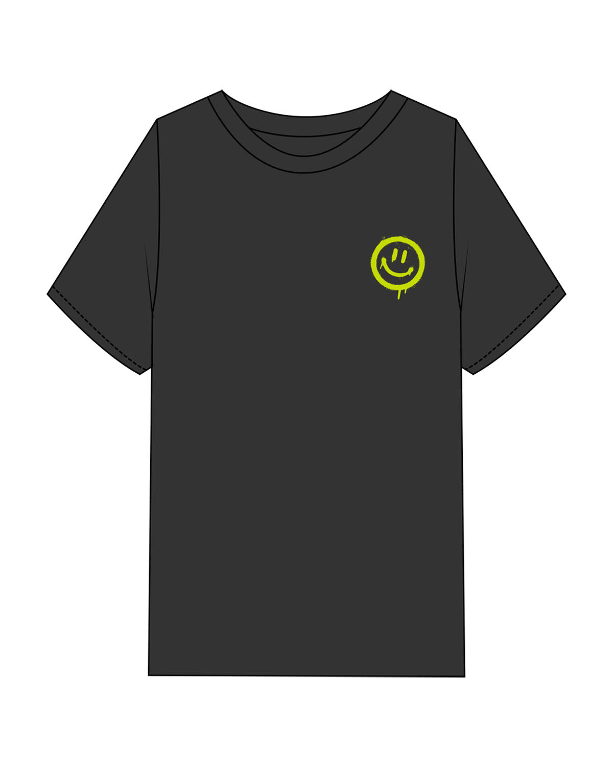 The Mens Heavyweight Tee - Washed Black - Mega NJ - Left Chest Smiley & Center Chest Back - Printed - Full Color