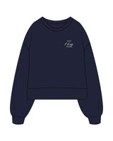 The Womens Heavyweight Crop - Navy - B Long Pilates - Left Chest Stacked & Back Neckline Round - Embroidered - Cream