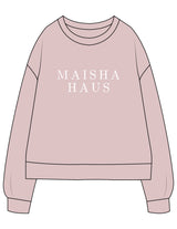 The Recycled Unisex Crewneck - Blush - Maisha Haus - Center Chest Stacked & Center Back - Printed - White