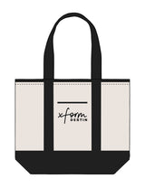 The Contrast Tote Bag - Natural / Black - treadformer30A - Center Body Stacked - Printed - Black