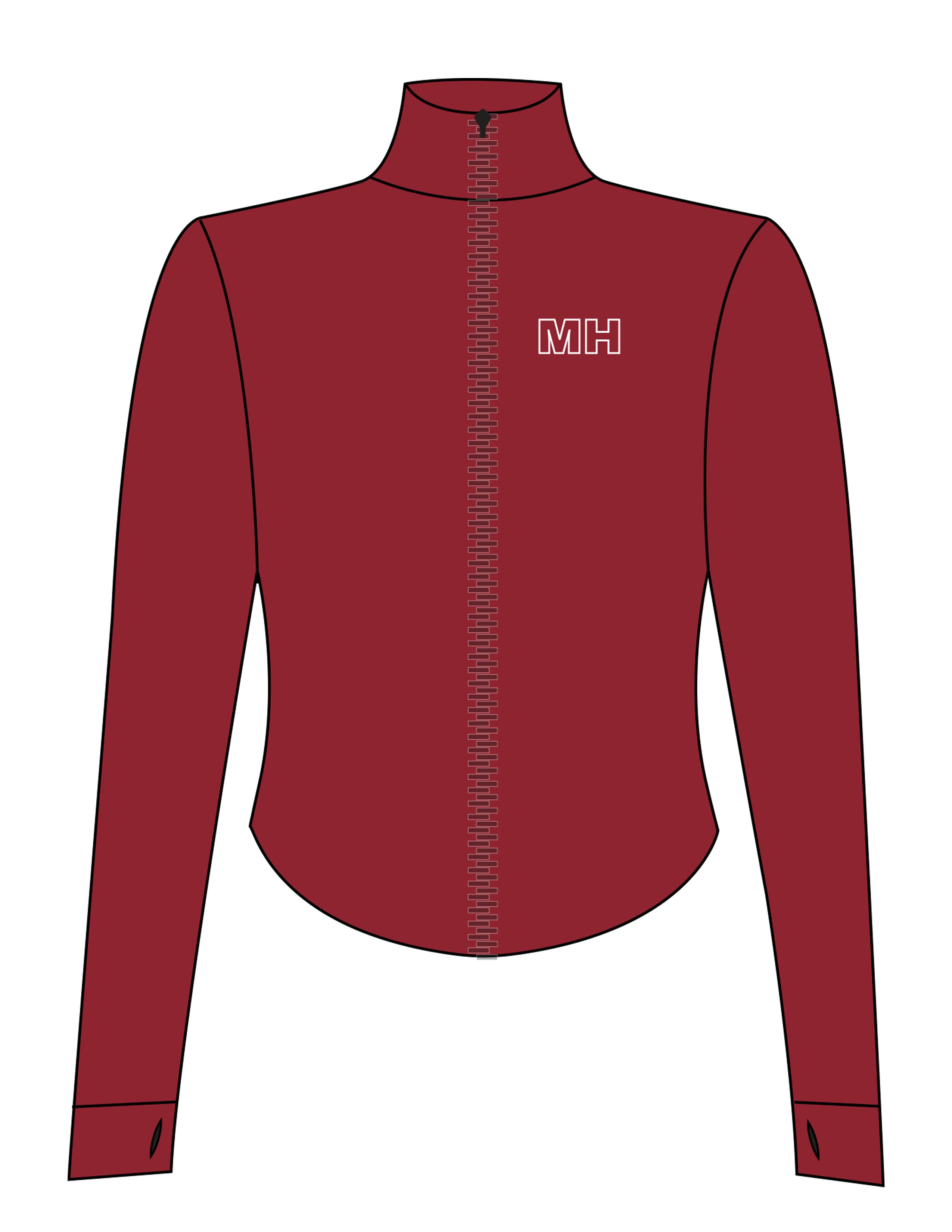 The 3/4 Crop Zip Jacket - Red - Mad House - Left Chest "MH" & Back Stacked - White