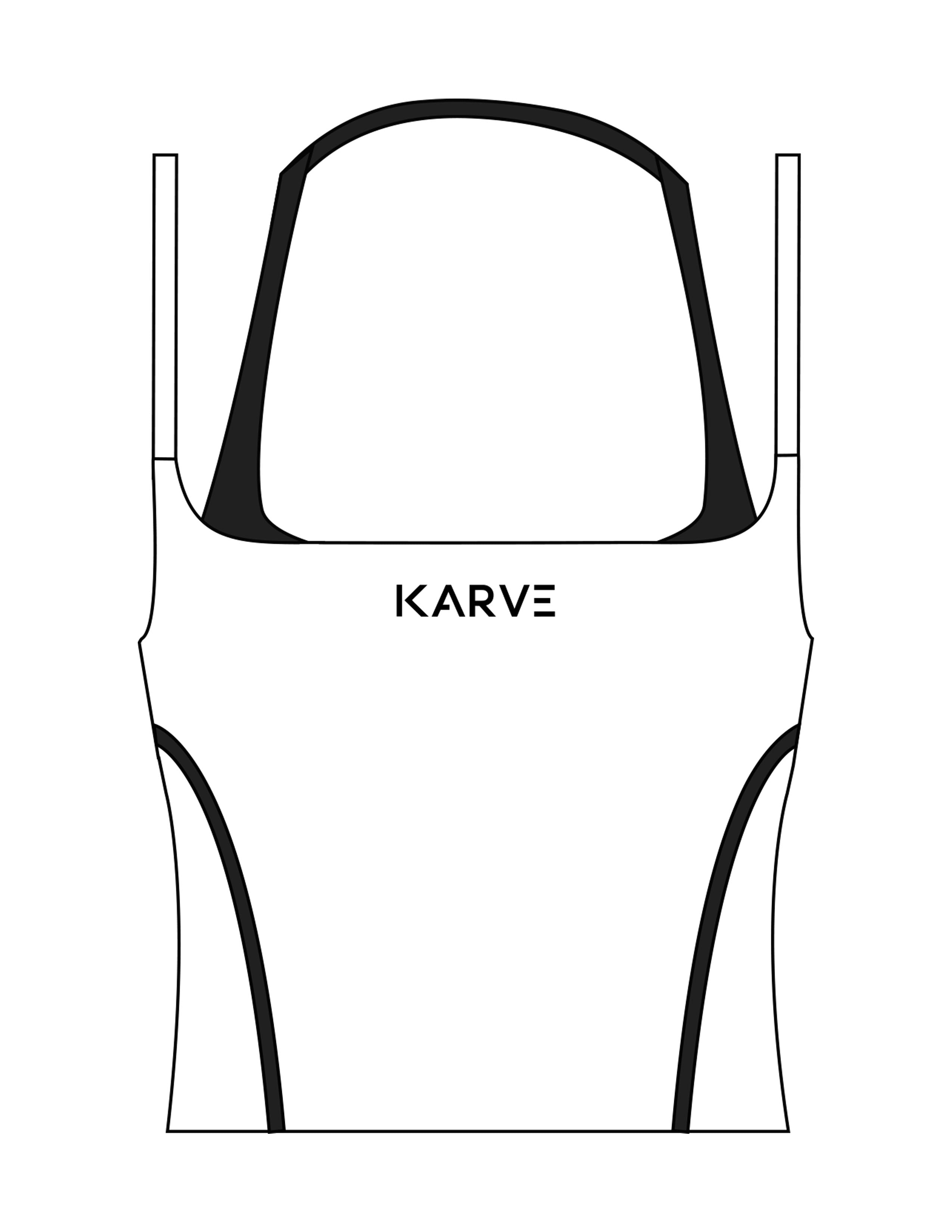 The Piped Tank - White - Karve Lagree Fit - Center Chest - Printed - Black