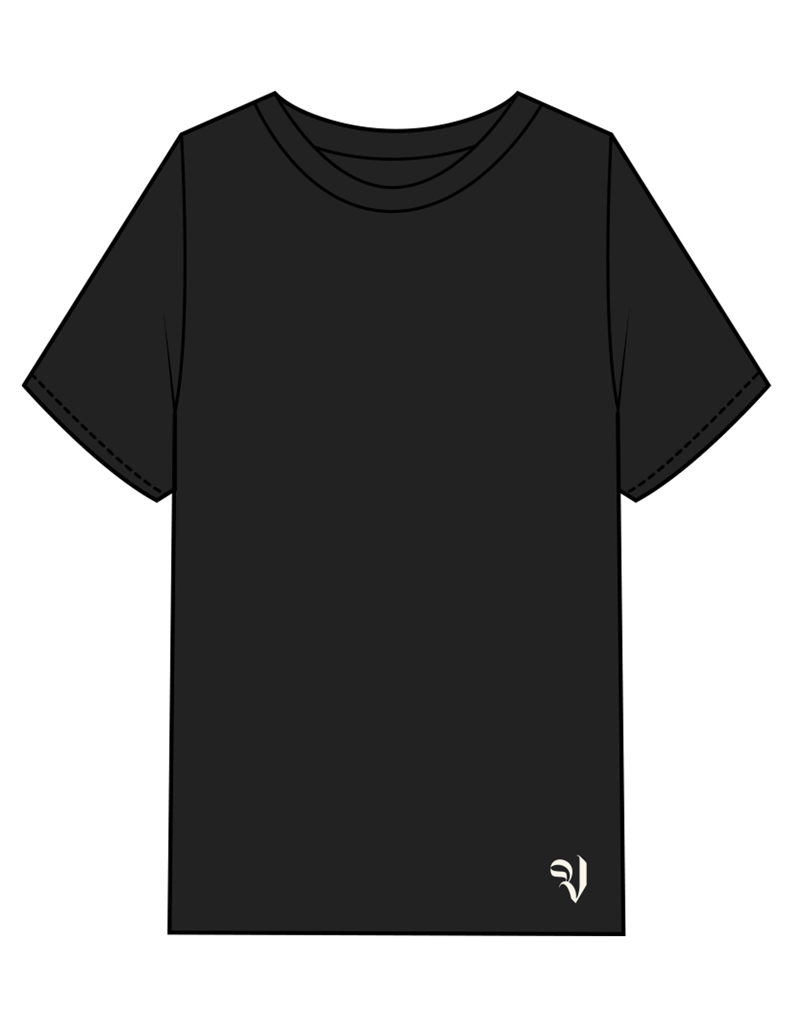 The Mens Heavyweight Tee - Washed Black - The Vault - Front Bottom Left & Back Stacked - Printed - Off White