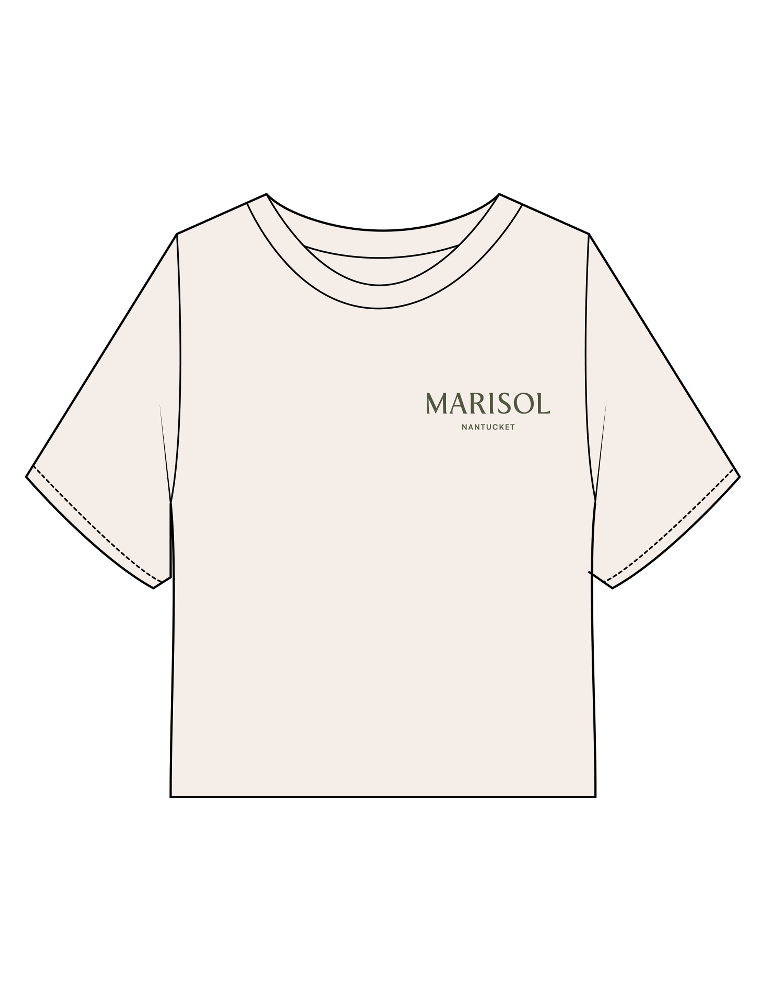The Midweight Crop Tee - Ivory - Forme Barre Nantucket - Left Chest Stacked - Printed - Olive