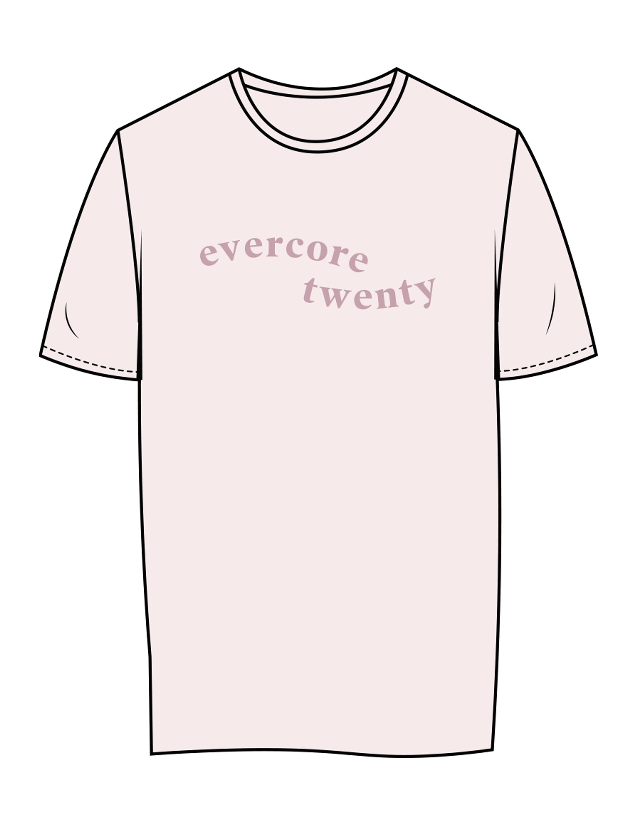 The Womens Tee - Pink - EVERCORE - Center Chest Stacked & Back Image Stacked - Printed - Mauve