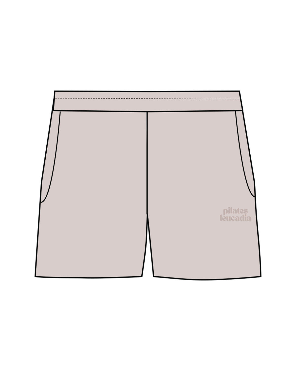 The Womens Sweat Shorts - Bone - Pilates Leucadia - Left Leg - Embroidered - Tone on Tone