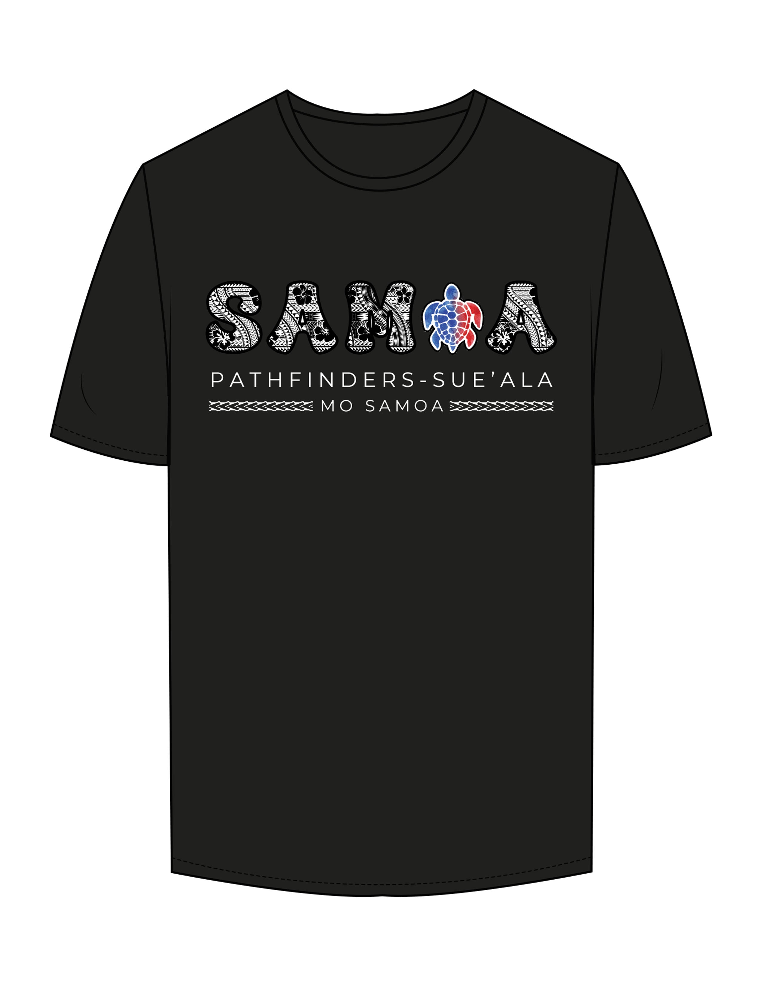 The Mens Tee - Black - Kava Cup - Center Chest Stacked White & Black Text - Printed - Full Color