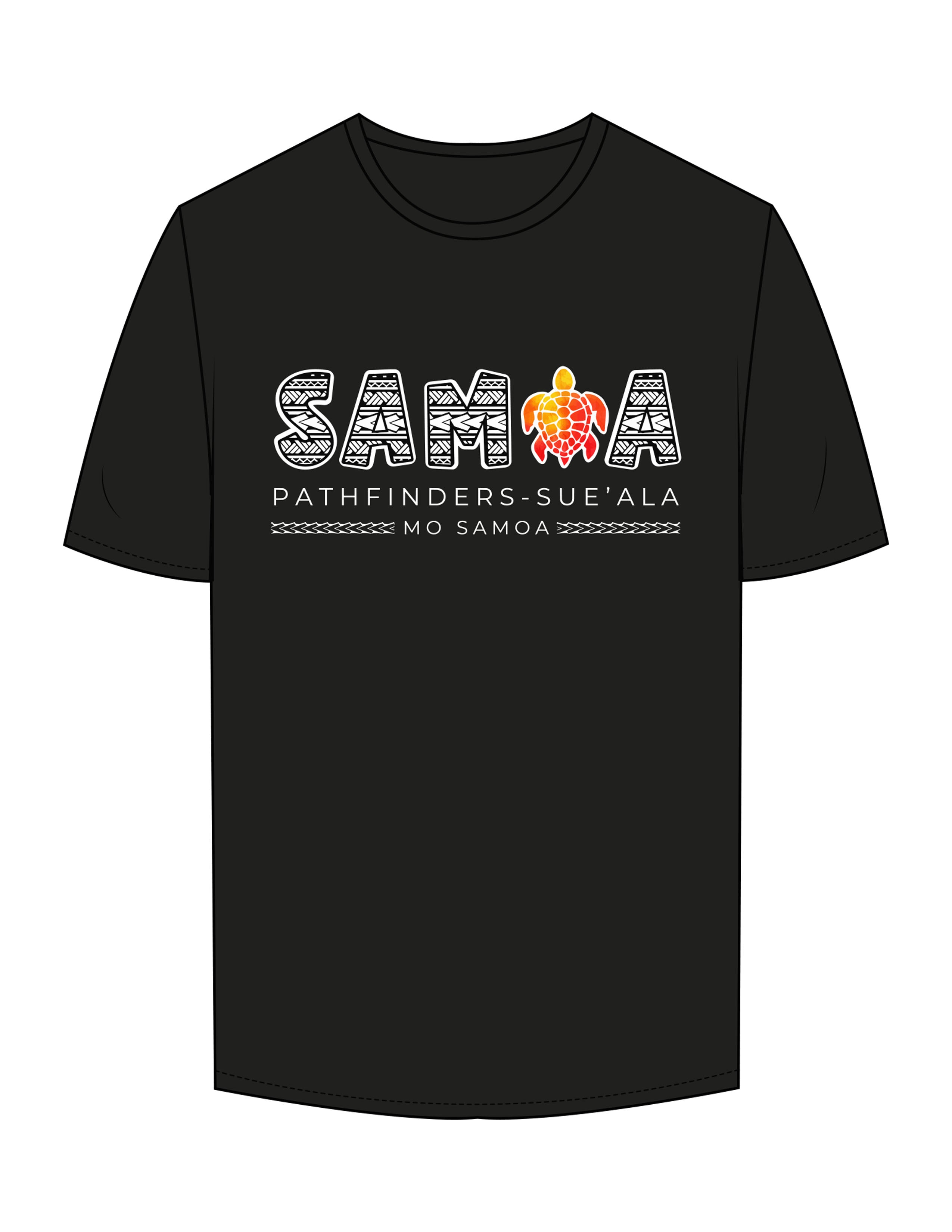 The Mens Tee - Black - Kava Cup - Center Chest Stacked "TURTLE"  - Printed - Full Color