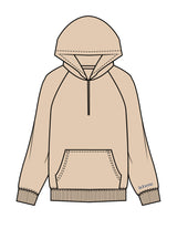 The Half Zip Hoodie - Nude - LA FORME PILATES - Left Sleeve - Embroidered - Full Back - Printed - Navy