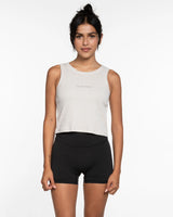 The Ribbed Crop Tank - Bone - Be The Studio - Center Chest - Embroidered - Tone on Tone