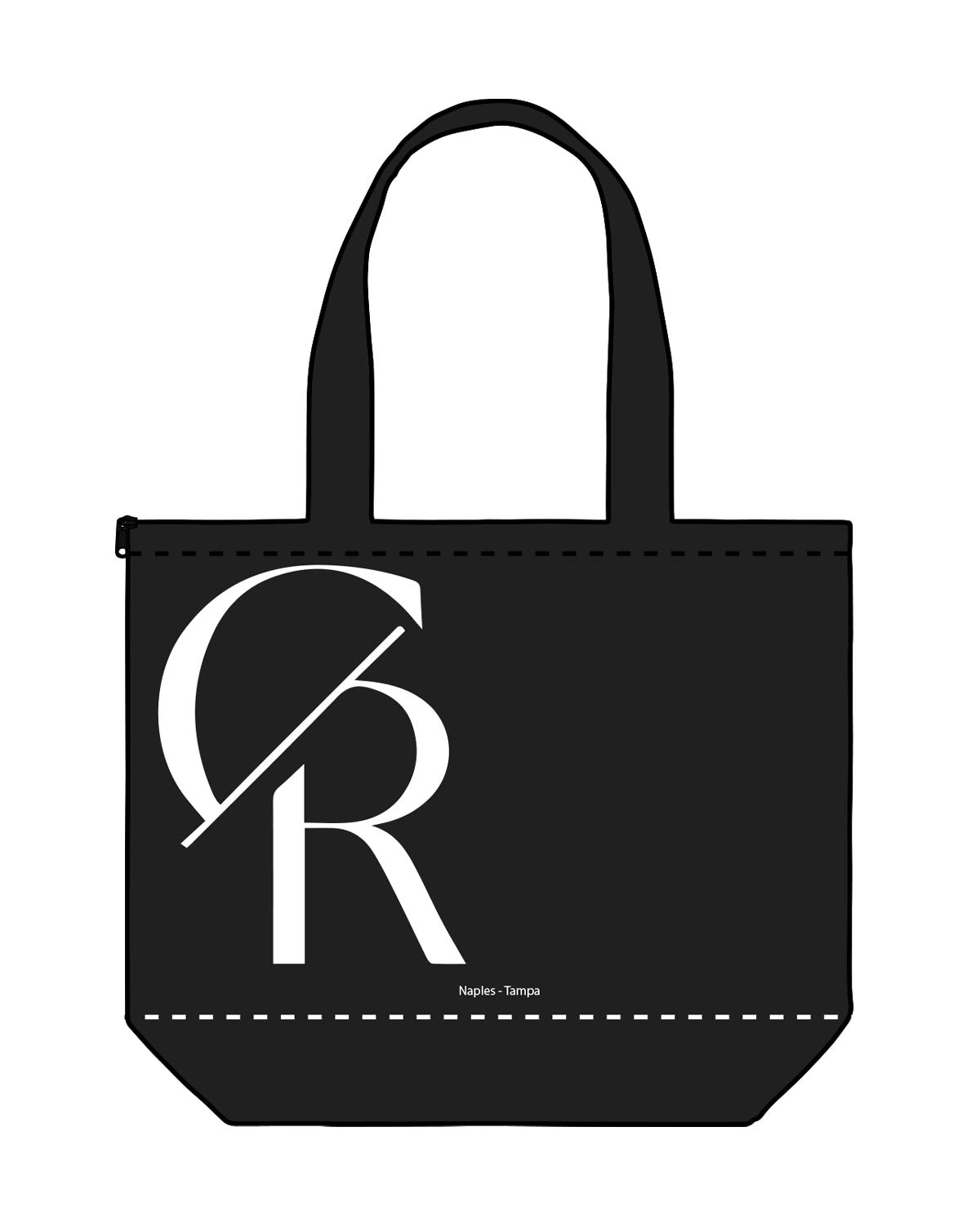 The Zipper Tote Bag - Black - Core Reform - Front Body - Printed - White
