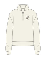 The Womens 1/4 Zip - Off White - Bare Studios - Left Chest Stacked & Back Stacked "BARE STUDIOS" - Printed - Brown
