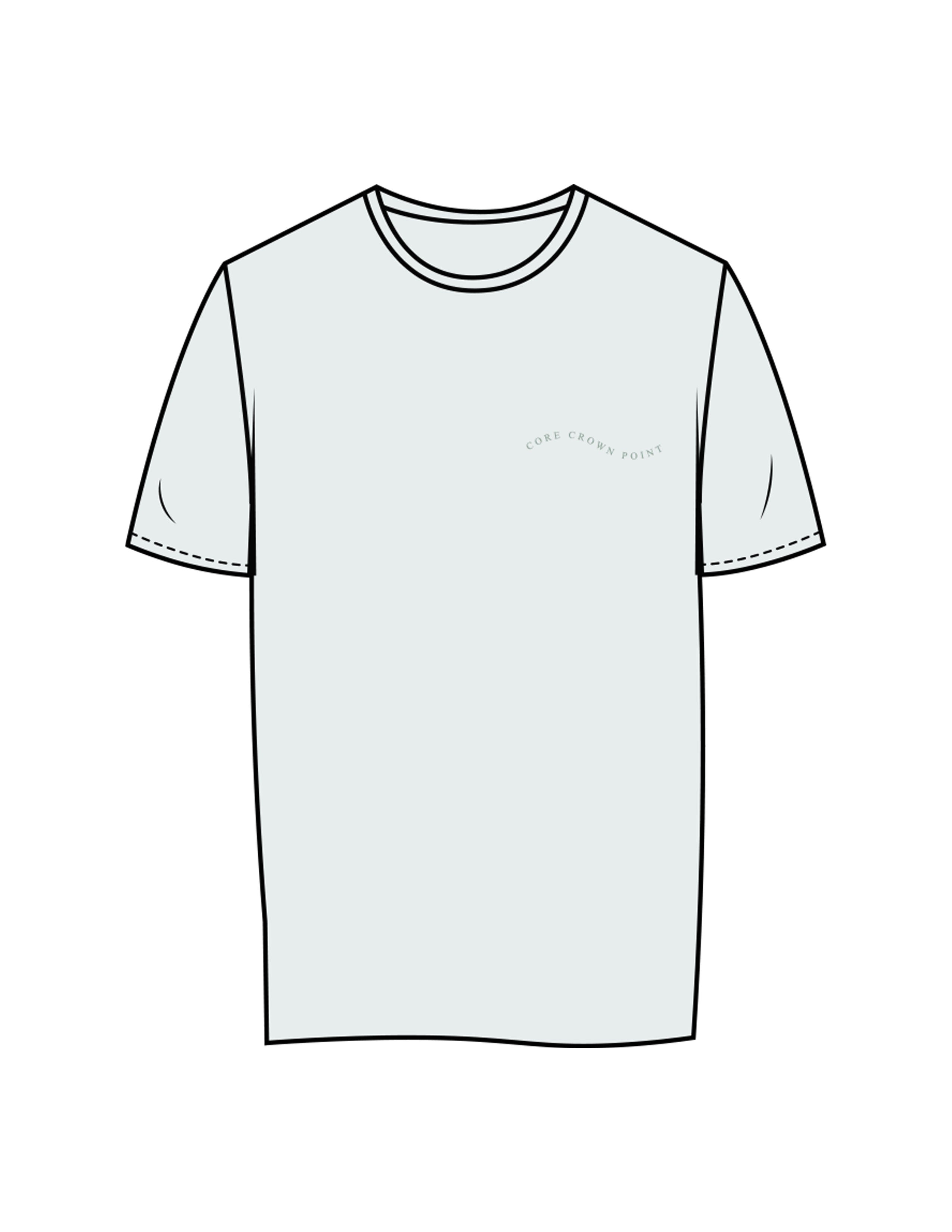 The Womens Tee - Seafoam - Core Crown Point - Left Chest & Back Wavy Stacked - Printed - Sage