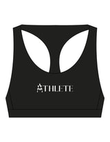 The Racer Bra - Black - Activate House - Center Chest "ATHLETE" - Printed - White