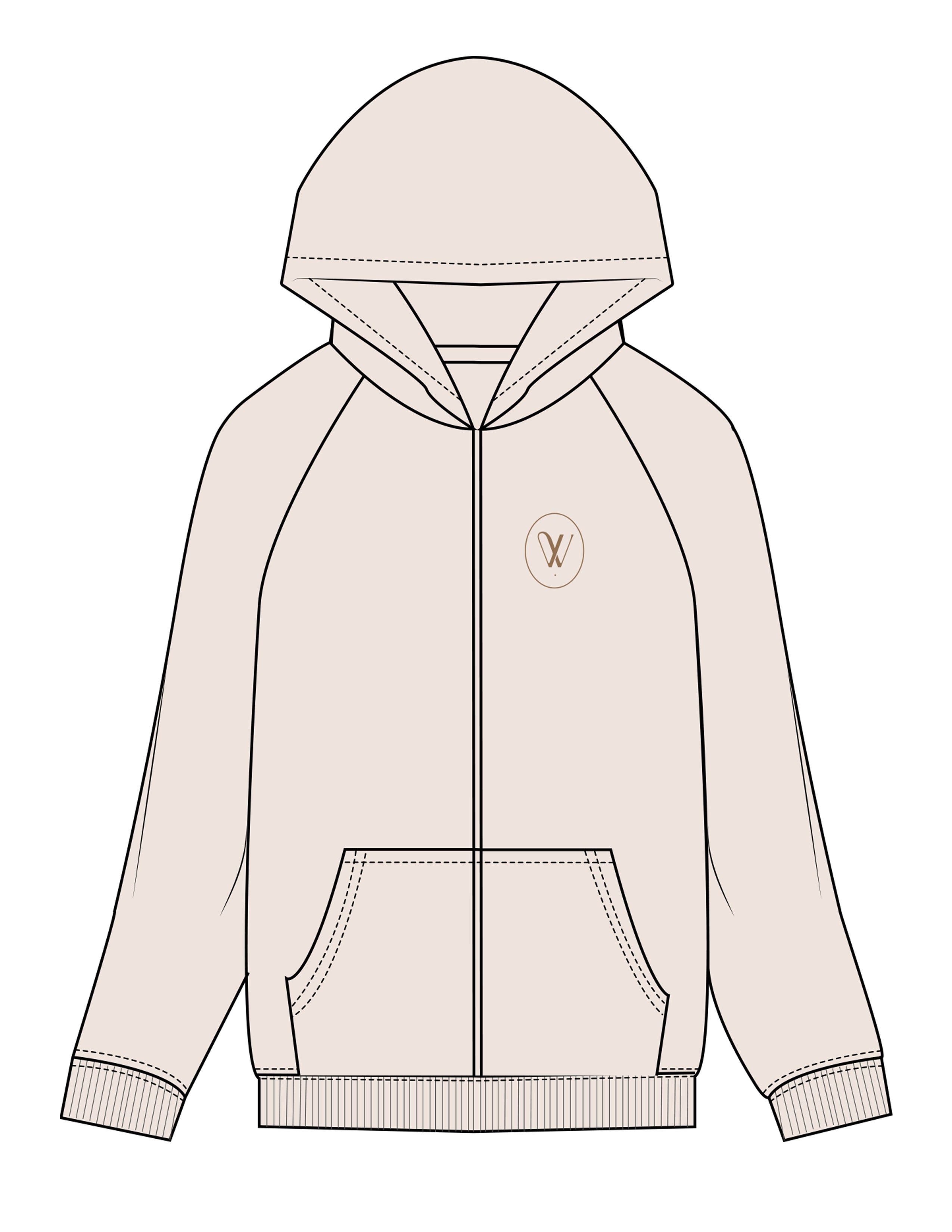 The Recycled Unisex Zip Hoodie - Polar - Velvaere - Left Chest & Back Stacked - Printed - Brown