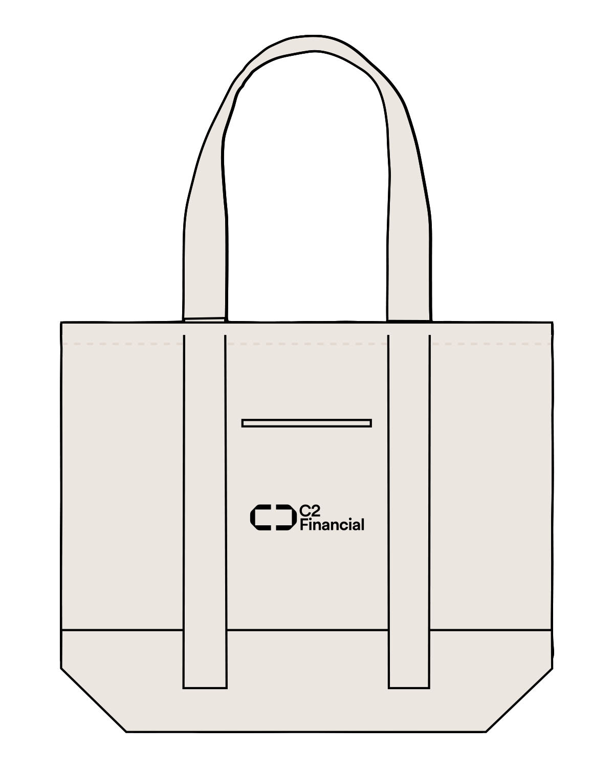 The Contrast Tote Bag - Natural / Natural - C2 Financial - Center Body Stacked - Printed - Black