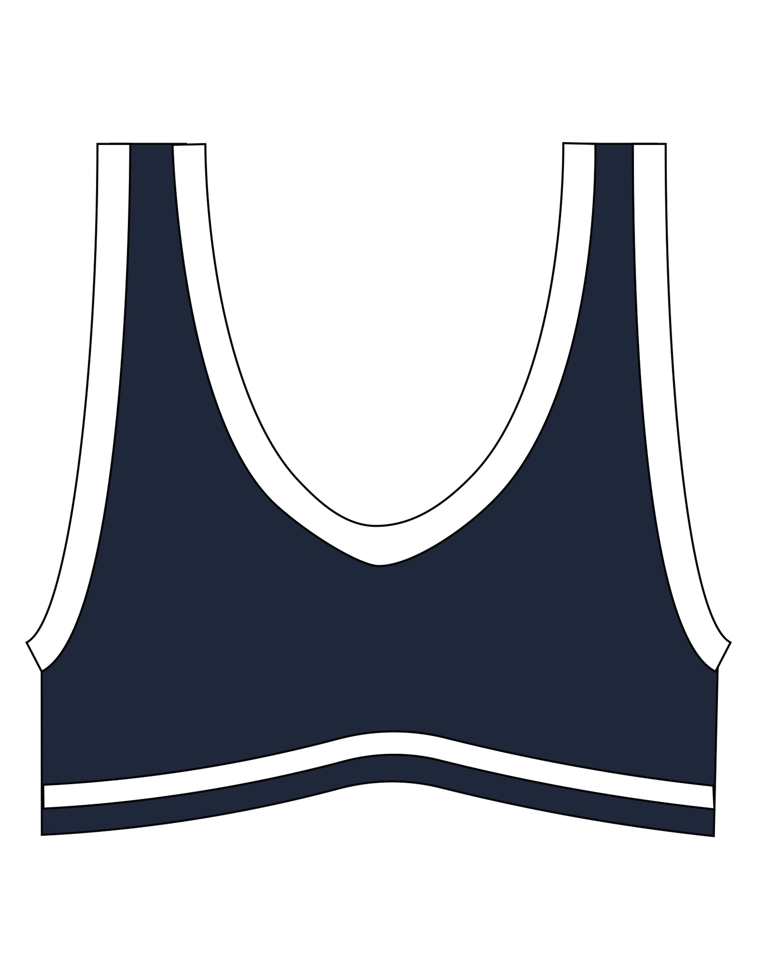 The Piped Bra - Navy - Mantra - Center Back - Printed - White