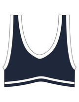 The Piped Bra - Navy - Mantra - Center Back - Printed - White