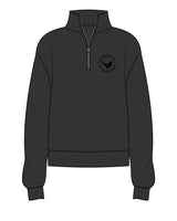 The Womens 1/4 Zip - Washed Black - Pilates Baddie - Left Chest Round - Printed - Black