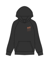 The Womens Hoodie - Washed Black - Haus of Wellness - Left Chest & Back Center Stacked - Terracotta - A46E56