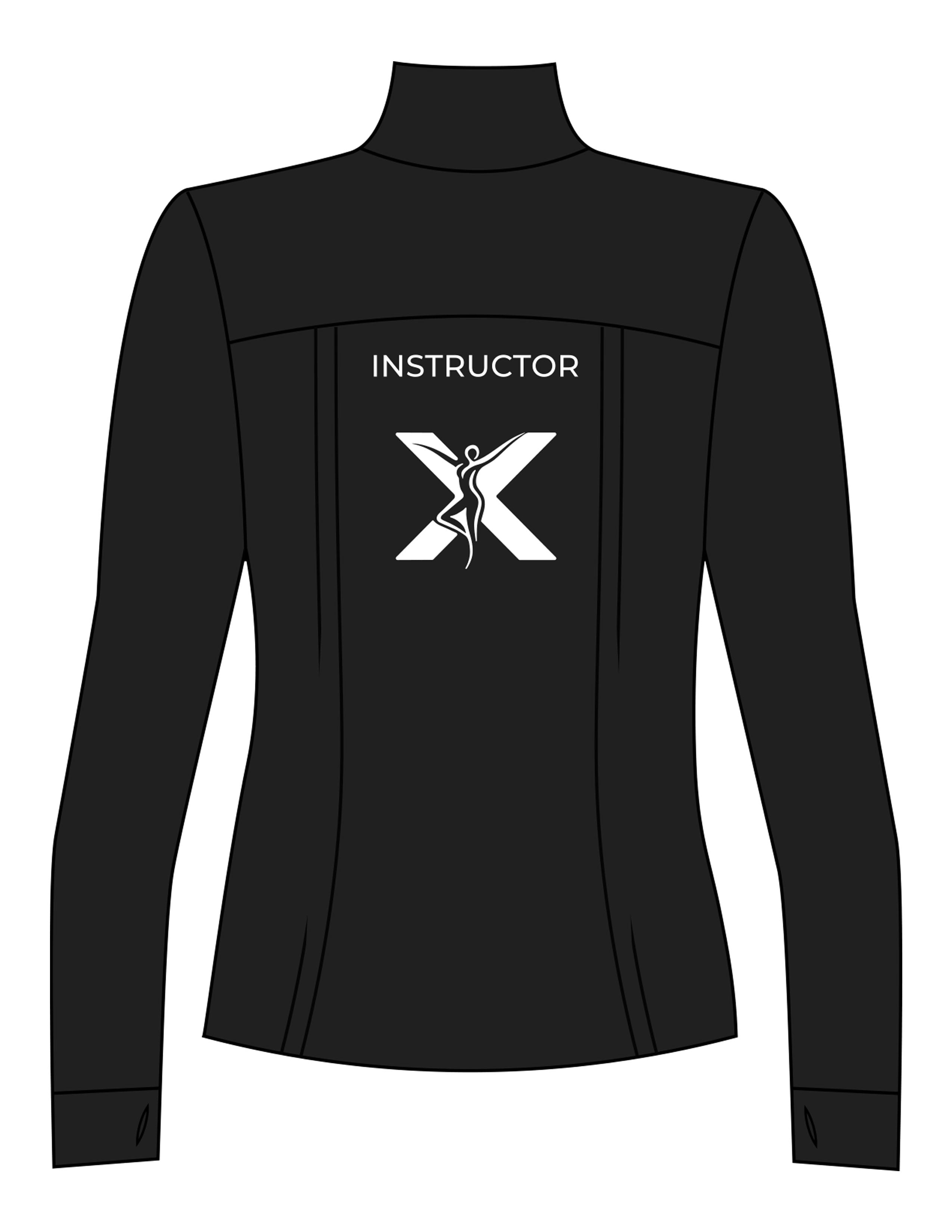 The Womens Zip Jacket - Black - Movement Pilates Buffalo - Left Chest Stacked & Back "INSTRUCTOR X" - Printed - White