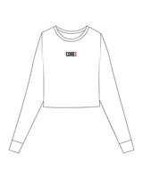 The Micro Rib Crop Long Sleeve - White - Core CLE - Printed - Full Color