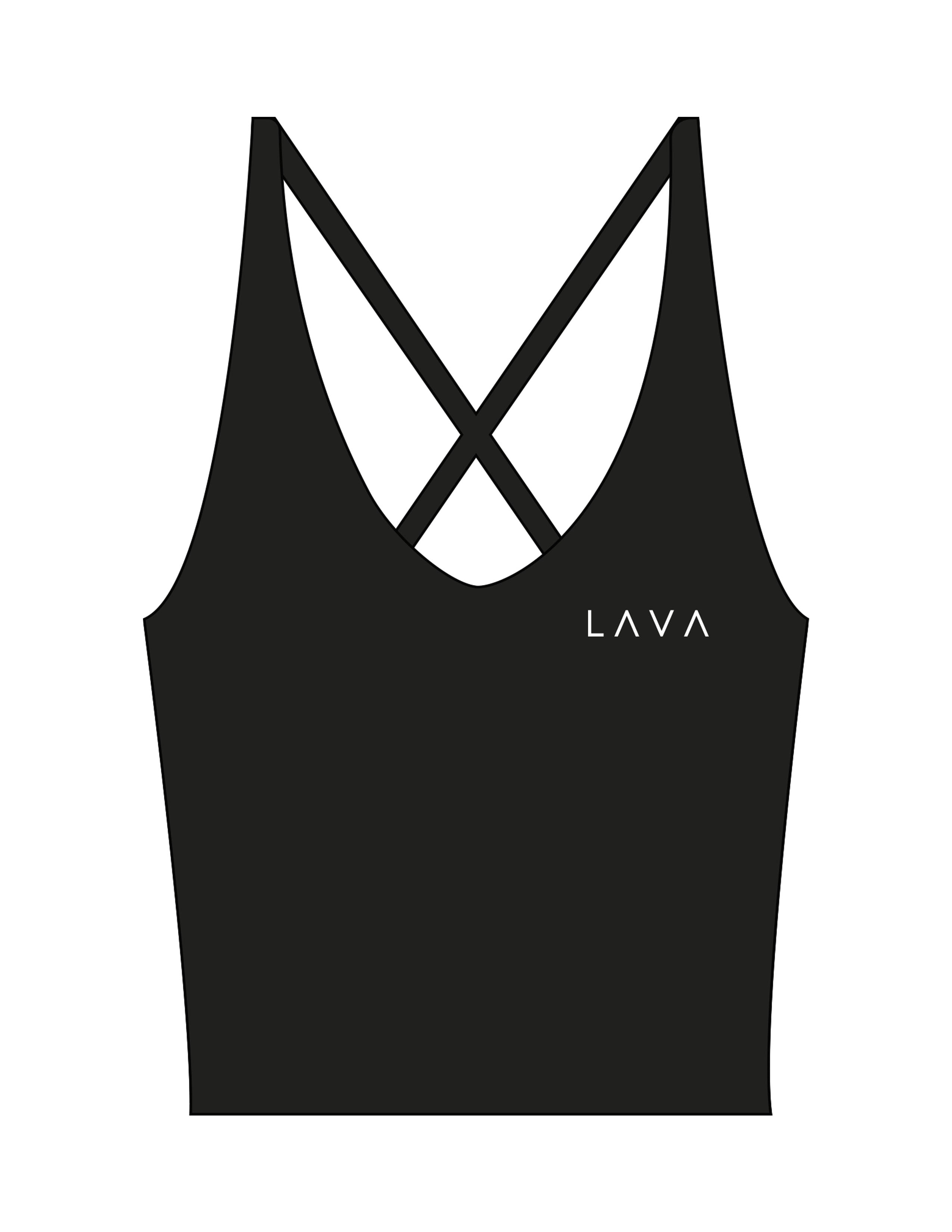 The Sporty Strappy Tank - Black - Lava - Left Chest - Printed - White