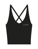 The Sporty Strappy Tank - Black - Lava - Left Chest - Printed - White