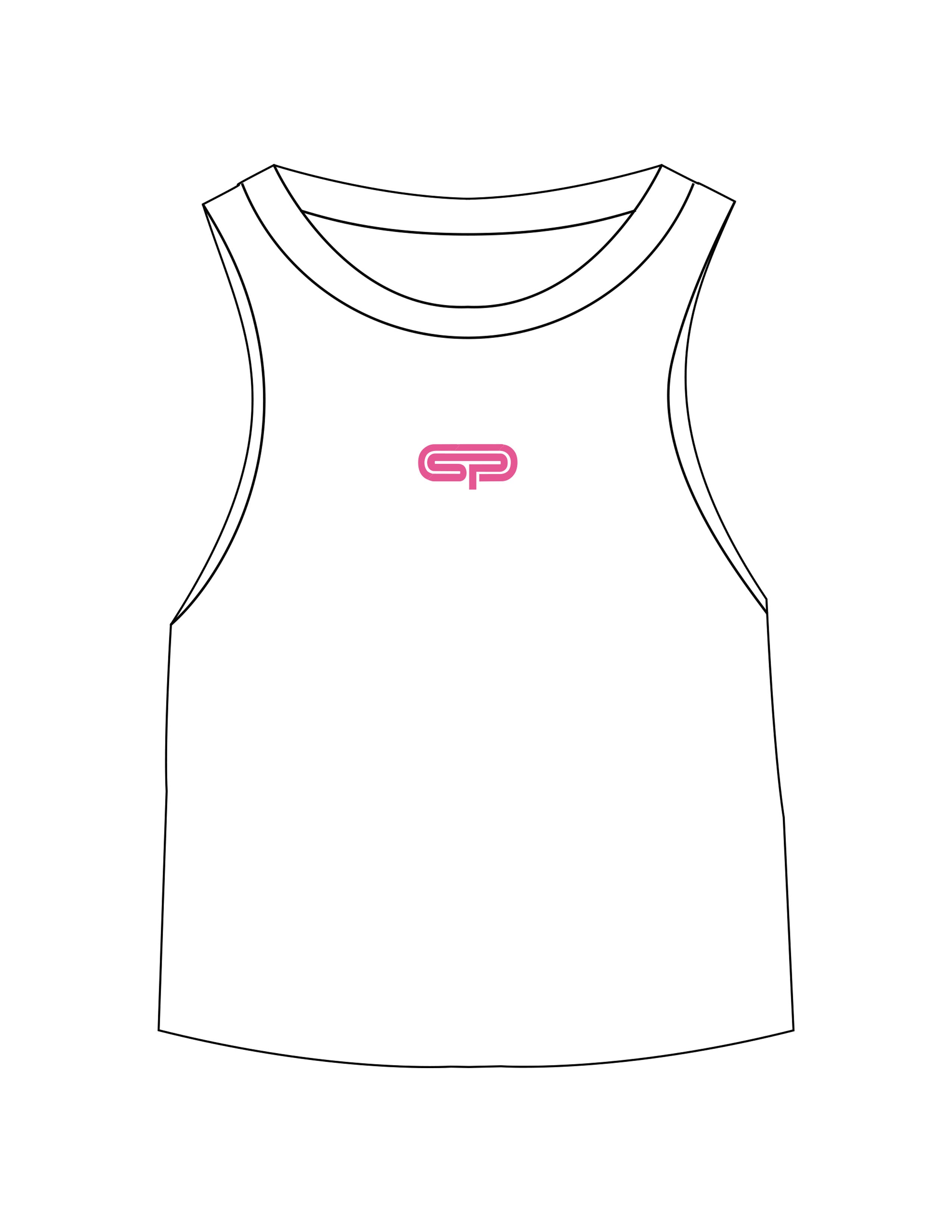 The Micro Rib Racer Crop - White - Studio Physique - Center Chest - Printed - Pink